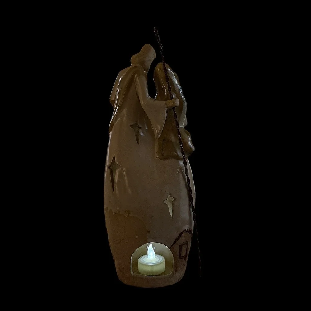 Collections Nativity Scene Holy Family 3 Kings Tea Light Candle Holder‎ Ceramic